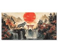 5D Diamond Painting Loup Diamant Painting Adulte Enfant Accessoires Inclus Coucher soleil Loisirs Créatifs Broderie Diamant kit Peinture Adulte, Difficile Grand Format DIY Strass Point 70x140cm y-1726