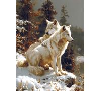 5D Diamond Painting Loup, DIY Diamond Painting Adulte ScèNe De Neige, Broderie Diamant Strass Point de Croix Kit Complet, Peinture Diamant Adulte pour Décoration Maison, Cadeau Femme 100x130cm J-9197