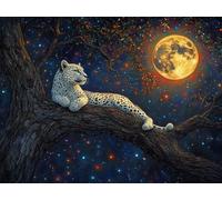 5D Diamond Painting Lune Diamond Painting Adulte Kit Animal Diy Peinture Diamant Artisanat Strass Point de Croix Debutant Kit Pour la Maison Décoration Salon Murale Cadeaux Pour Femmes 60x80cm T10