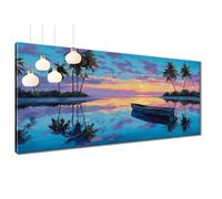 5D Diamond Painting Mer Peinture Diamant Painting, DIY Bateau Broderie Diamant Kit Complet, Diamond Art Strass Point de Croix Bricolage Loisirs Créatifs Adultes pour Decoration Murale 80x220 cm T3-710
