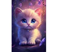 5D Diamond Painting Mignon Diamond Painting Enfant Chat DIY Peinture Diamant Adulte, Loisirs Créatifs Adultes, Point de Croix Strass Pixelo Stitch Set, pour Murale Maison Décoration 70x105cm Q-514