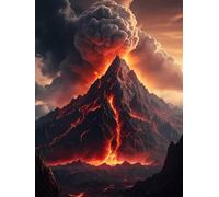 5D Diamond Painting Montagne Diamond Painting Adulte, Peinture Diamant Volcan Diamant Painting Kit Complet, Carré Strass Broderie Diamant Point de Croix Artisanat Kit, Murale Décoration 40x50cm -2S