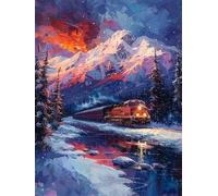 5D Diamond Painting Montagne, Diamond Painting Adulte Train, DIY Activité Manuelle Adulte, Broderie Diamant Kit Complet, Crystal Point de Croix Artisanat, Tableau Decoration Murale 100x135cm 0-5051