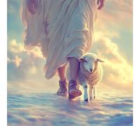 5D Diamond Painting Mouton, Peinture Diamant Adulte Religion Broderie Diamant Kit Complet, DIY Full Drill Artisanat Cristal Painting Kit pour Débutant, Décoration Murale, Cadeau Femme 35x35cm G8-1040