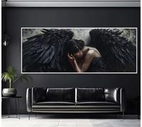 5D Diamond Painting Noir Ange Diamond-Painting Grand Format 140 X 70 cm, DIY Peinture Diamant Adulte Puzzle Diamant Painting, Mosaïque Cristal Art pour Tableau Decoration Murale Salon Gifts -g109