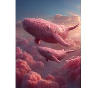 5D Diamond Painting Nuage, Diamond Painting Enfant Baleine, DIY Broderie Diamant Activité Manuelle, Loisirs Créatifs Adultes Kits, DIY Peinture Diamant Kits, Printemps Decor, Cadeau 40x50cm N-3307