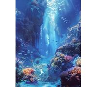 5D Diamond Painting OcéAn, Diamond Painting Adulte Poisson, DIY Activité Manuelle Adulte, Broderie Diamant Kit Complet, Crystal Point de Croix Artisanat, Tableau Decoration Murale 100x130cm M-2963