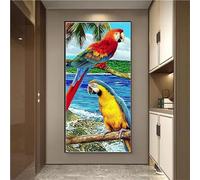 5D Diamond Painting Oiseau perroquet Peinture Diamant Painting DIY Loisirs Créatifs Adultes Broderie Diamant Kit Complet Grand Format Art Craft pour Salon Chambre Décoration Murale 120x60cm W-7579