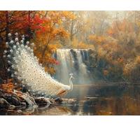 5D Diamond Painting Paon, Diamond Painting Adulte RivièRe, DIY Broderie Diamant Point de Croix Kits, Peinture Diamant Activite Manuelle Adulte, Décoration Murale Maison, Cadeau Femme 20x30cm 2-8107