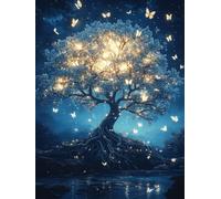 5D Diamond Painting Papillon Diamond Painting Adulte Kit Arbre Diy Peinture Diamant Artisanat Strass Point de Croix Debutant Kit Pour la Maison Décoration Salon Murale Cadeaux Pour Femmes 30x40cm T418