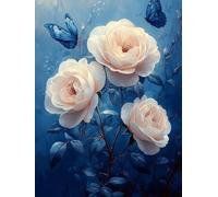 5D Diamond Painting Papillon Diamond Painting Adulte Kit Fleurs Diy Peinture Diamant Artisanat Strass Point de Croix Debutant Kit Pour la Maison Décoration Salon Murale Cadeaux Pour Femmes 35x45cm T26