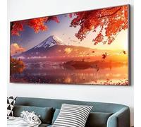 5D Diamond Painting paysage Diamond Painting Adulte Enfant Mont Fuji Image, Peinture Diamant Grand Format 30x60cm DIY Broderie Diamant Strass Point Croix Cristal Painting pour Décoration Murale XJ-95