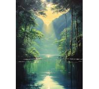 5D Diamond Painting Paysage, DIY Diamond Painting Adulte RivièRe, Broderie Diamant Strass Point de Croix Kit Complet, Peinture Diamant Adulte pour Décoration Maison, Cadeau Femme 90x120cm J-1807