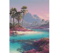 5D Diamond Painting, Peinture Diamant Plage sable Sea Island Broderie Diamant Kit Complet, DIY Diamond Art pour Adultes Enfants Peinture, Point Croix pour Murale Maison Décoration Cadeaux 30x40cm E853
