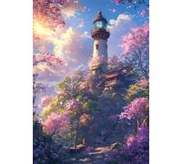 5D Diamond Painting Phare Broderie Diamant Painting Montagne Peinture Diamant Adulte, Cristal Art Débutant Kit Broderie Mosaïque Activité Manuelle Adulte Pour Décoration Murale Maison 20x30 cm X4-1263