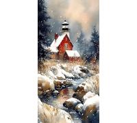 5D Diamond Painting Phare Diamond Painting Adulte Lac Canevas Kit Complet Adulte DIY Mosaique Strass Point de Croix Kit Broderie Peinture Diamant, pour Deco Chambre Decoration Noel 70x140cm J - 37