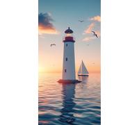 5D Diamond Painting Phare Diamond Painting Adulte Mer Canevas Kit Complet Adulte DIY Mosaique Strass Point de Croix Kit Broderie Peinture Diamant, pour Deco Chambre Decoration Noel 60x120cm J - 35