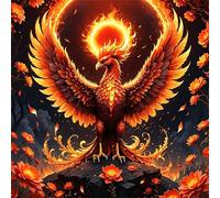 5D Diamond Painting Phénix de flamme Peinture Diamant Kit Complet,Carré DIY Oiseaux fantastiques Diamond Art Painting,Broderie Diamant Strass Cristal Point de Croix Murale Décoration Cadeau 85x85 cm