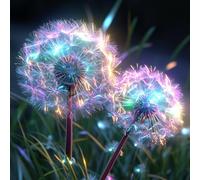 5D Diamond Painting Pissenlit,Peinture Diamant Adulte,DIY Paysage Diamant Painting,Broderie Diamant Painting Kit Complet,Rond Strass Point de Croix Cristal Painting Murale Décoration 40x40cm Q-129