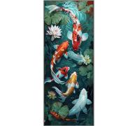 5D Diamond Painting Poisson Koi Diamond Painting Adulte/Débutant, DIY Peinture Diamant Broderie Diamant Kit Complet, Diamant Painting Point de Croix Pour Salon Décoration Murale Maison 180x60cm-661FC