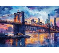 5D Diamond Painting Pont De Brooklyn À New York, Kit Peinture Diamant Adulte, Paysage Diamond Painting Broderie Complet Art du Diamant Point De Croix Cristal Kit, Cadeau Femme Débutants 50x70cm T0U894