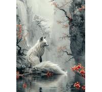 5D Diamond Painting Renard, Diamond Painting Adulte Grand Format Fleur Activité Manuelle Adulte, Mosaique Loisir Creatif DIY Diamant Complet Rond Canevas Peinture Kit, Cadeau Femme 60x90cm S-J41Z211