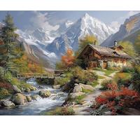 5D Diamond Painting RivièRe, Diamond Painting Adulte Maisons, DIY Broderie Diamant Point de Croix Kits, Peinture Diamant Activite Manuelle Adulte, Décoration Murale Maison, Cadeau Femme 40x50cm 6-6755