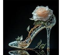 5D Diamond Painting Rose, Peinture Diamant Adulte Chaussure Broderie Diamant Kit Complet, DIY Full Drill Artisanat Cristal Painting Kit pour Débutant, Décoration Murale, Cadeau Femme 55x55cm G8-657