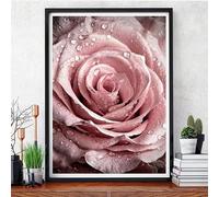 5D Diamond Painting Rose rose Loisirs Créatifs Adultes DIY Peinture Diamant Painting Strass Broderie Diamant Kit Complet Grand Format Art Craft pour Salon Chambre Décoration Murale 30x40cm W-10467