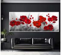 5D Diamond Painting Rouge coquelicot Diamond-Painting Grand Format 120 X 60cm, DIY Peinture Diamant Adulte Puzzle Diamant Painting, Mosaïque Cristal Art pour Tableau Decoration Murale Salon Gifts-g208