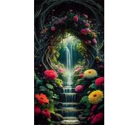 5D Diamond Painting,Ruisseau des Fleurs de la Jungle Diamond Painting Kit Complet pour Adulte,DIY Square Drill Cristal Strass Broderie Point de Croix Peinture Diamant pour Décor Intérieur 100x210cm