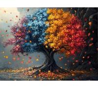 5D Diamond Painting Set, Arbres ColoréS, DIY Tout Diamant Broderie Art, Artisanat de Pierres Précieuses, Toile HD Etanche, Décoration Murale à la Maison, Cadeau Pour Les Filles 80x100cm YY5N-56