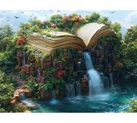 5D Diamond Painting Set, Cascade ForestièRe, DIY Tout Diamant Broderie Art, Artisanat de Pierres Précieuses, Toile HD Etanche, Décoration Murale à la Maison, Cadeau Pour Les Filles 60x80cm YY5N-634