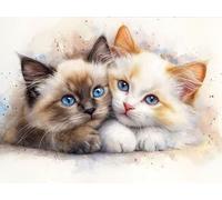 5D Diamond Painting Set, Chat Blanc Chat Gris, DIY Tout Diamant Broderie Art, Artisanat de Pierres Précieuses, Toile HD Etanche, Décoration Murale à la Maison, Cadeau Pour Les Filles 100x140cm YY5N-11