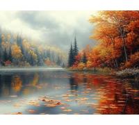 5D Diamond Painting Set, Feuille D'éRable De L'éTang, DIY Tout Diamant Broderie Art, Artisanat de Pierres Précieuses, Décoration Murale à la Maison, Cadeau Pour Les Filles 80x100cm YY5N-64