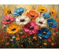 5D Diamond Painting Set, Fleurs ColoréEs, DIY Tout Diamant Broderie Art, Artisanat de Pierres Précieuses, Toile HD Etanche, Décoration Murale à la Maison, Cadeau Pour Les Filles 80x100cm YY5N-50