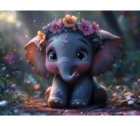 5D Diamond Painting Set, Guirlande D'éLéPhants, DIY Tout Diamant Broderie Art, Artisanat de Pierres Précieuses, Toile HD Etanche, Décoration Murale à la Maison, Cadeau Pour Les Filles 80x100cm YY5N-85