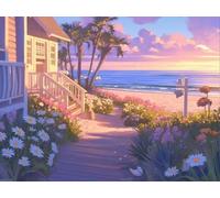 5D Diamond Painting Set, La Plage Des Nuages Blancs, DIY Tout Diamant Broderie Art, Artisanat de Pierres Précieuses, Décoration Murale à la Maison, Cadeau Pour Les Filles 20x30cm YY5N-22