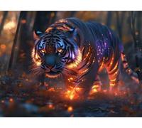 5D Diamond Painting Set, Le Tigre De La Jungle, DIY Tout Diamant Broderie Art, Artisanat de Pierres Précieuses, Toile HD Etanche, Décoration Murale à la Maison, Cadeau Pour Les Filles 60x80cm YY5N-78