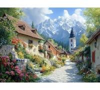 5D Diamond Painting Set, Les Fleurs Du Village, DIY Tout Diamant Broderie Art, Artisanat de Pierres Précieuses, Toile HD Etanche, Décoration Murale à la Maison, Cadeau Pour Les Filles 20x30cm YY5N-81