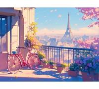 5D Diamond Painting Set, Tour Eiffel à VéLo, DIY Tout Diamant Broderie Art, Artisanat de Pierres Précieuses, Toile HD Etanche, Décoration Murale à la Maison, Cadeau Pour Les Filles 80x100cm YY5N-914