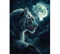 5D Diamond Painting, Tigre Diamond Painting Complet avec Full Round Drill, DIY Peinture Diamant Paintings pour Adulte Enfant Broderie Point de Croix Kit, Decoration Murale, Cadeau Femme 70x90cm F-21