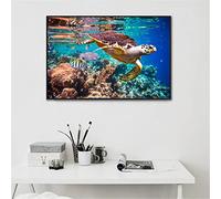 5D Diamond Painting Tortue de mer,Adultes/Enfants DIY Peinture Diamant Kit Complet, Strass Cristal Broderie Point De Croix canevas Convient aux décoration Murale à la Maison Square Drill 55x75cm