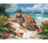 5D Diamond Painting Tortues De Mer, Diamond Painting Adulte Voilier, DIY Broderie Diamant Point de Croix Kits, Peinture Diamant Activite Manuelle Adulte, Décoration Maison, Cadeau Femme 30x40cm 3-7919