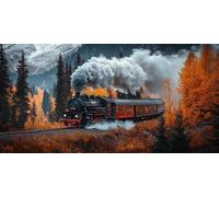 5D Diamond Painting Train, Diamond Painting Adulte 60x30cm, Arbre Peinture Diamant Strass Kit Broderie, Loisirs Créatifs Adultes, Peinture Diamant Kit Point de Croix pour Decoration Maison ZSHD-1508