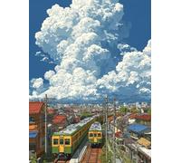 5D Diamond Painting Train, Diamond Painting Enfant Nuage, DIY Loisirs Créatifs Adultes Kits, 5D Broderie Diamant Activité Manuelle, Peinture Diamant Kits, Decoration Maison, Cadeau, 30x40cm P-6116