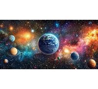 5D Diamond Painting Univers planétaire Kits pour Adultes & Enfants, Broderie Diamant Complète Ronde, Kit d'Art Diamant DIY par Numéros pour Décoration Murale Maison, Cadeau Anti-Stress 60x120cm C-453
