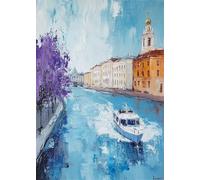 5D Diamond Painting Ville Broderie Diamant Painting Paysage Peinture Diamant Adulte, Cristal Art Débutant Kit Broderie Mosaïque Activité Manuelle Adulte Pour Décoration Murale Maison 60x80 cm X4-1363