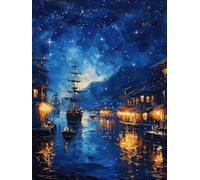 5D Diamond Painting Voilier, DIY Diamond Painting Adulte RivièRe, Broderie Diamant Strass Point de Croix Kit Complet, Peinture Diamant Adulte pour Décoration Maison, Cadeau Femme 80X110cm P-4054