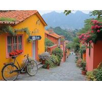 5D Diamond Painting Vue Sur La Rue, Kit Peinture Diamant Adulte, La Ville Diamond Painting Broderie Complet Art du Diamant Point De Croix Cristal Kit, Cadeau Femme Débutants Decor 35x45cm T0U-689